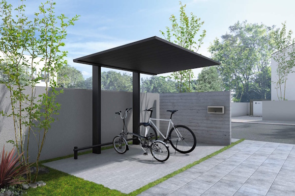 YKKap　サイクルポート　プレーンルーフ ミニ　600タイプ　アルミ色