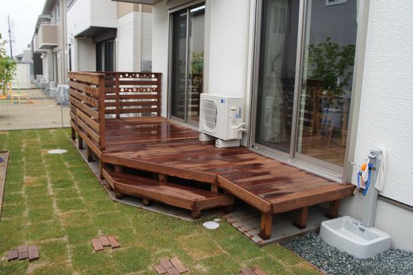三重県桑名市　 T様邸 　天然木ウッドデッキ　ウリンデッキ　デッキフェンス　お庭　外構