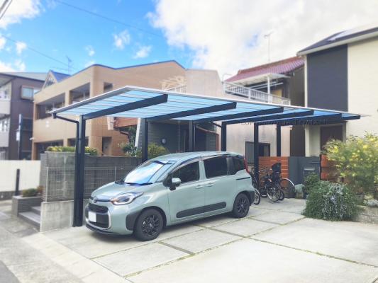 愛知県名古屋市　S様邸 三協アルミ　スカイリード　1台用　2連棟　外構　カーポート　