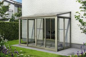 YKKap　ソラリア テラス囲い　スタンダード　土間納まり　フラット型　独立仕様　サンルーム