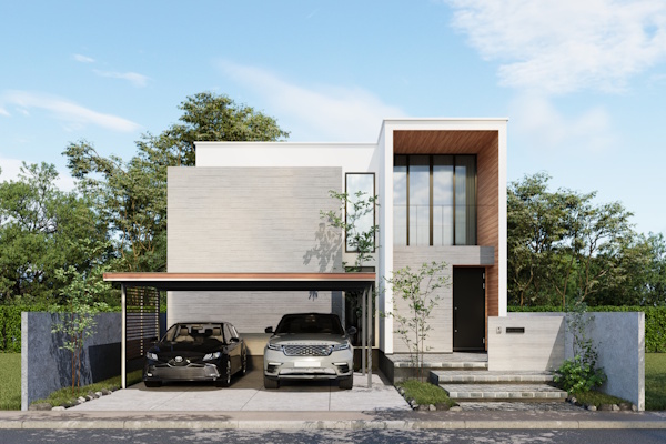 カツデン　スチール製カーポート　CARKUREGA-カクレガ-陸屋根タイプ(フラット屋根)標準2台用