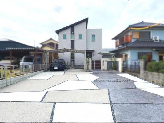 三重県四日市　K様邸　駐車場　コンクリート土間　スタンプコンクリート　外構工事　リフォーム　お庭工事