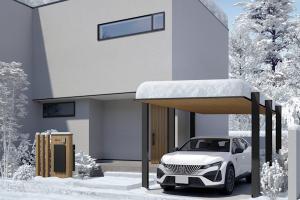 リクシル カーポートSC3000 1台用　木調カラー　耐積雪100㎝・耐風圧タイプ