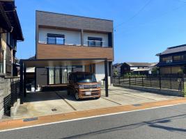 三重県四日市市　H様邸　リクシル　カーポートSC ワイド　2台用　木調　外構　