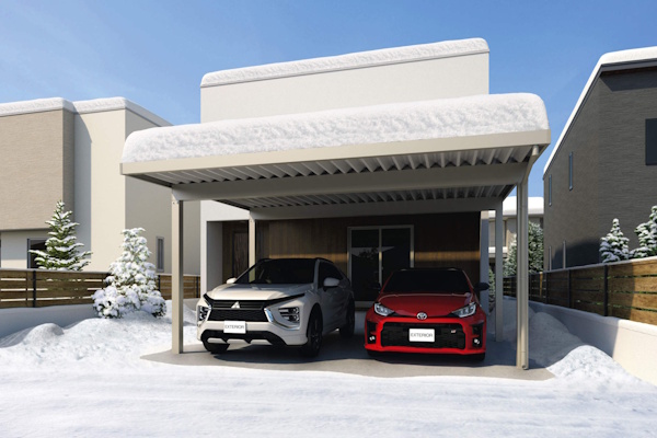 三協アルミ 折板カーポート G1-R　耐積雪100㎝仕様　基本タイプ　2台用