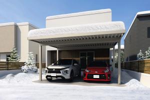 三協アルミ 折板カーポート G1-R　耐積雪100㎝仕様　基本タイプ　2台用