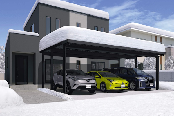 三協アルミ 折板カーポート G1-R　耐積雪100㎝仕様　基本タイプ　3台用