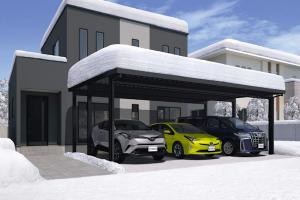 三協アルミ 折板カーポート G1-R　耐積雪100㎝仕様　基本タイプ　3台用