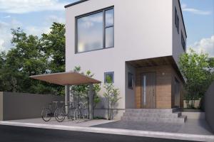 三協アルミ サイクルポート　FⅡ-RS(エフツー)　ミニタイプ 木調カラー 基本 [サイドスクリーン