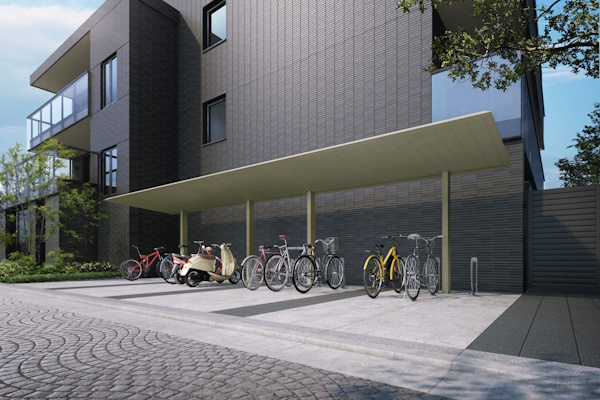 三協アルミ サイクルポート　FⅡ-RS(エフツー)　ミニタイプ 木調カラー 連棟 [サイドスクリーン