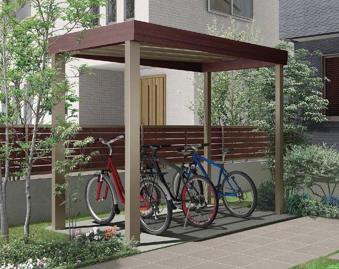 リクシル Gルーフ サイクルポートタイプ 自転車置き場 自転車小屋 バイク倉庫 | 大阪・三重・愛知・滋賀のカーポート・目隠しフェンス・物置格安工事  | エクステリア.com