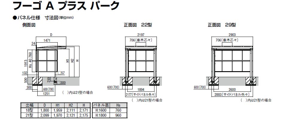 リクシル フーゴAプラス パークH1800 自転車置き場 自転車小屋 バイク