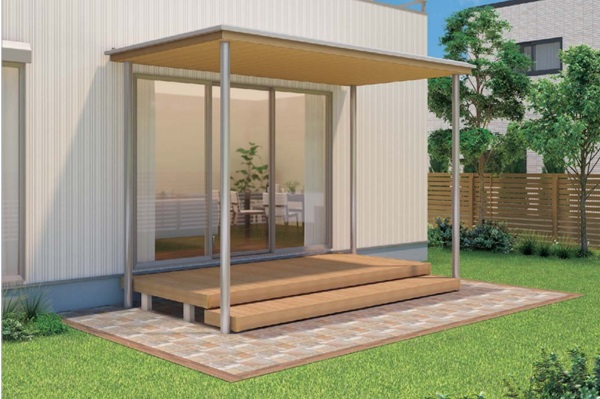 四国化成 木調天井テラス屋根 ファンルーフ 独立式 基本タイプ